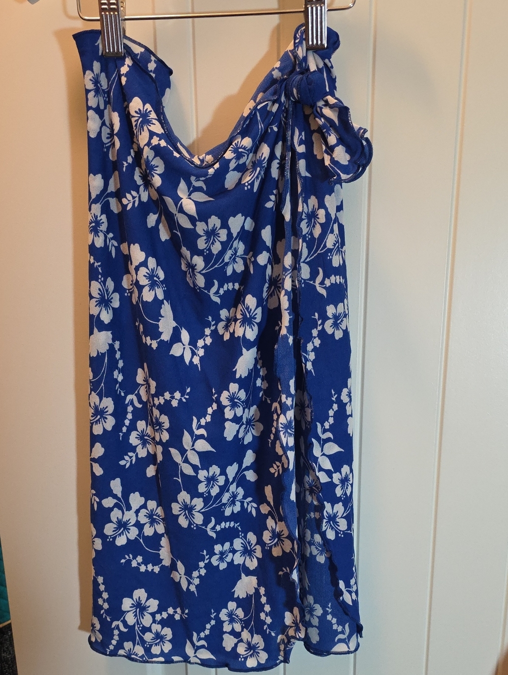 Blue & White Floral Sarong Cover-Up